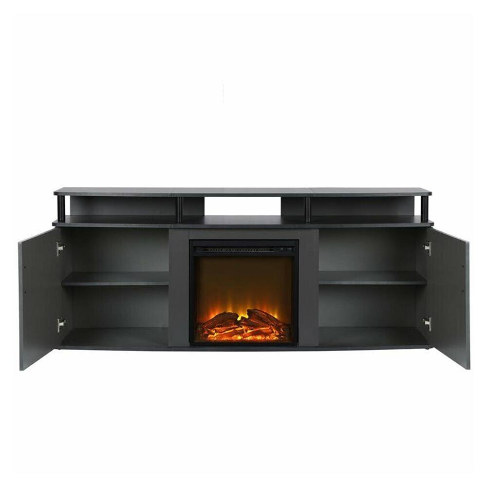 Electric Fireplace TV Console for TVs up to 70" in Gray 62 inches